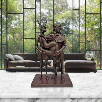 They Were Elephant Lovers (Bronze Sculpture, Miniature Collection)