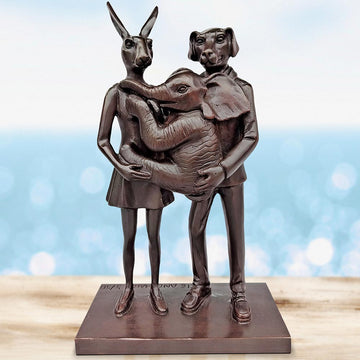 They Were Elephant Lovers (Bronze Sculpture, Miniature Collection)