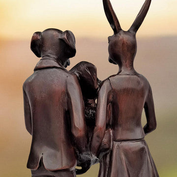 They Were Elephant Lovers (Bronze Sculpture, Miniature Collection)