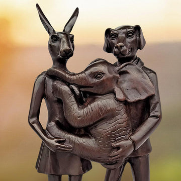 They Were Elephant Lovers (Bronze Sculpture, Miniature Collection)