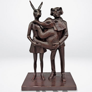 They Were Elephant Lovers (Bronze Sculpture, Miniature Collection)