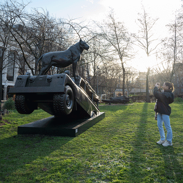 Elsa on Landrover (Bronze Sculpture)