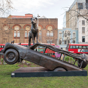Elsa on Landrover (Bronze Sculpture)
