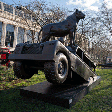 Elsa on Landrover (Bronze Sculpture)