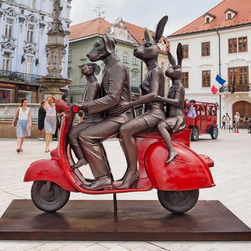 The Family Vespa Riders (Bronze Sculpture)
