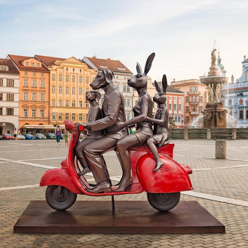 The Family Vespa Riders (Bronze Sculpture)