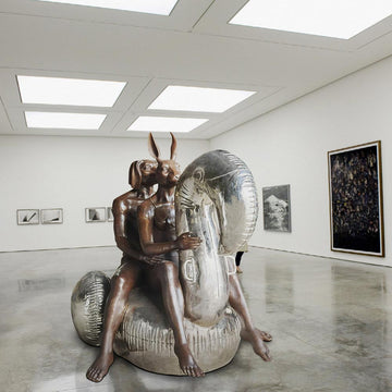 Swimming with a Flamingo (Bronze Sculpture)