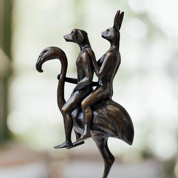 They Were the Flamingo Riders (Bronze Sculpture, Miniature Collection)