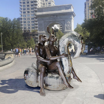 Swimming with a Flamingo (Bronze Sculpture)