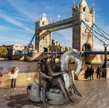 Swimming with a Flamingo (Bronze Sculpture)