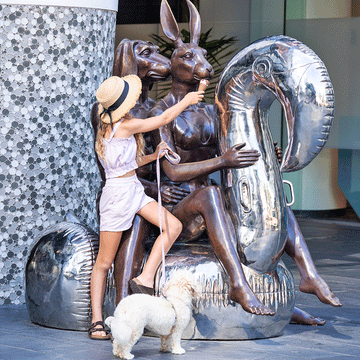 Swimming with a Flamingo (Bronze Sculpture)