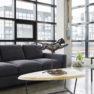 Flying Tiger on Short Rope (Bronze Sculpture)