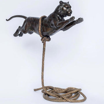 Flying Tiger on Short Rope (Bronze Sculpture)