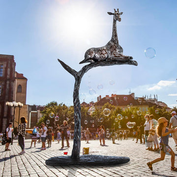 Giraffe in a Tree of Love (Bronze Sculpture)