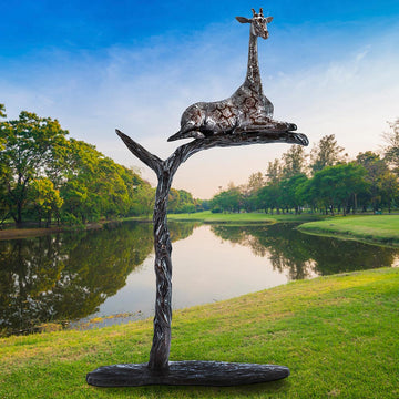 Giraffe in a Tree of Love (Bronze Sculpture)