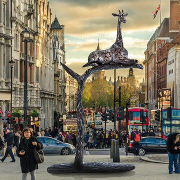 Giraffe in a Tree of Love (Bronze Sculpture)