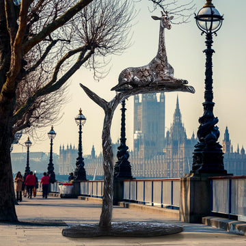Giraffe in a Tree of Love (Bronze Sculpture)