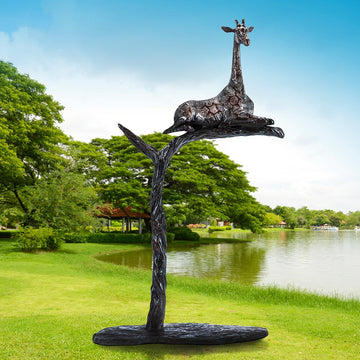 Giraffe in a Tree of Love (Bronze Sculpture)