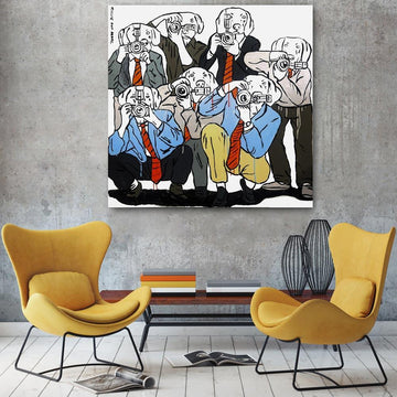 The paparazzi dogs standing (Original Painting)