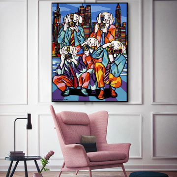 The paparazzi dogs saw something they could never believe they saw (Original Painting)