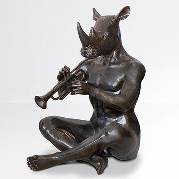 He Loved Playing the Horn for Obvious Reasons (Bronze Sculpture)