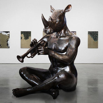 He Loved Playing the Horn for Obvious Reasons (Bronze Sculpture)