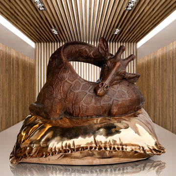 Large Sleeping Beauty Giraffe (Bronze Sculpture)