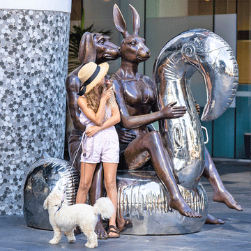 Swimming with a Flamingo (Bronze Sculpture)