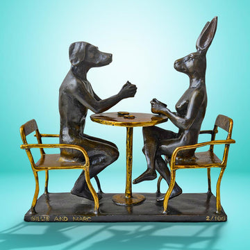 They Drank Coffee All Day and All Night (Bronze Sculpture, Miniature Collection)
