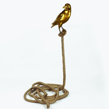 Simon, the Magpie on Short Rope (Bronze Sculpture)