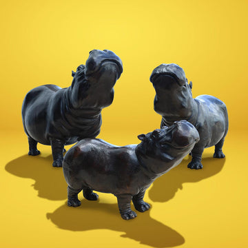 Hippo Family (Bronze Sculpture)