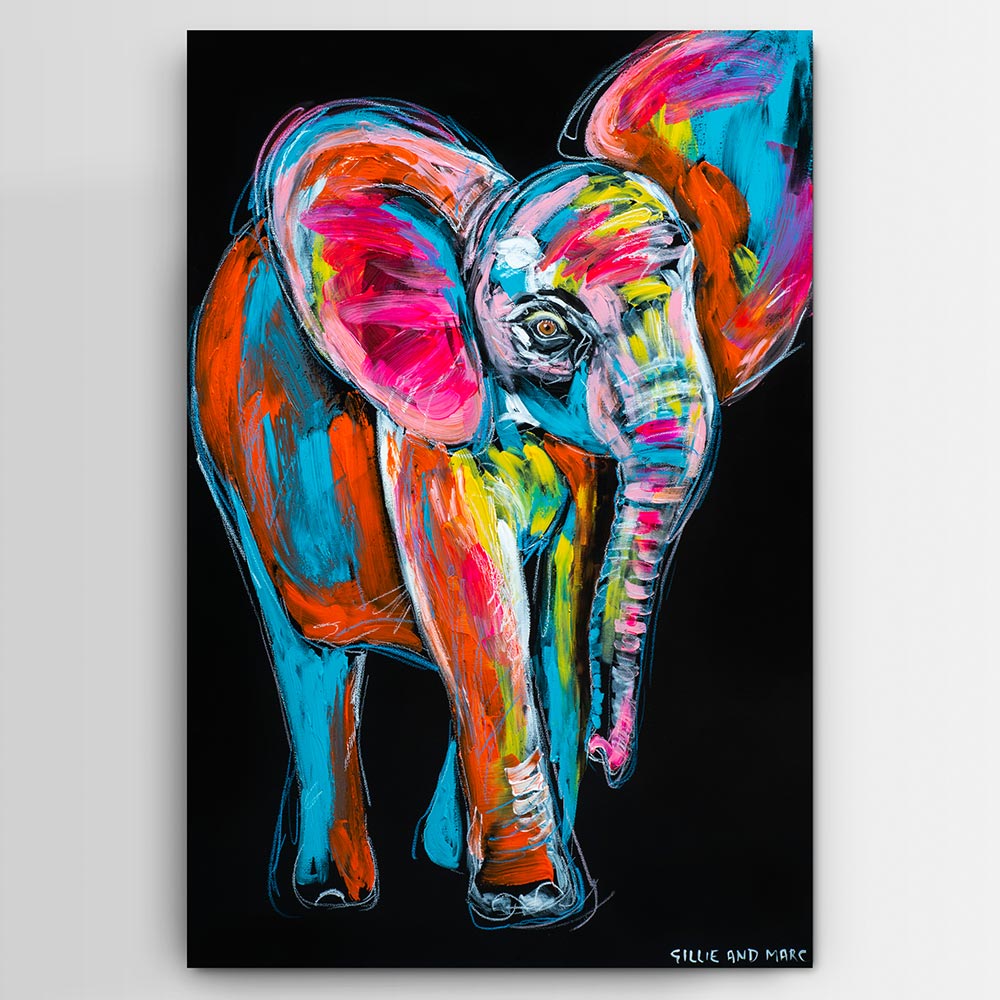 New Arrival Painted Elephants Colored Oil Paintings Heart