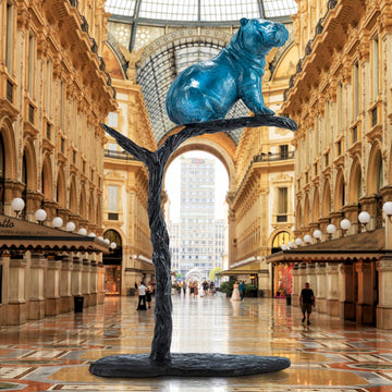 Hippo in a Tree of Love (Bronze Sculpture)