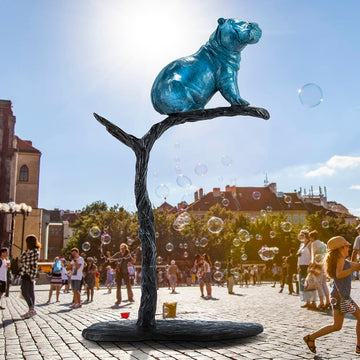 Hippo in a Tree of Love (Bronze Sculpture)