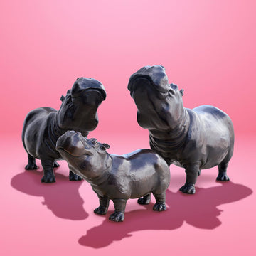Hippo Family (Bronze Sculpture)