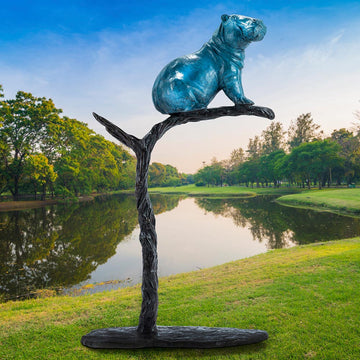 Hippo in a Tree of Love (Bronze Sculpture)