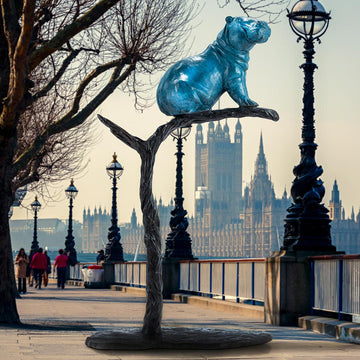 Hippo in a Tree of Love (Bronze Sculpture)