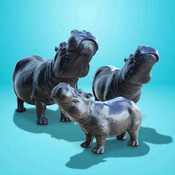 Hippo Family (Bronze Sculpture)