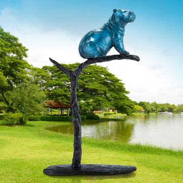 Hippo in a Tree of Love (Bronze Sculpture)