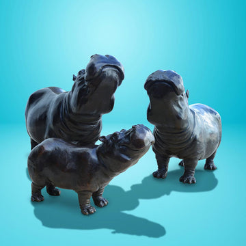 Hippo Family (Bronze Sculpture)
