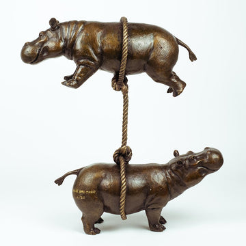 Hippos support each other (Bronze Sculpture)