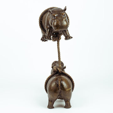 Hippos support each other (Bronze Sculpture)
