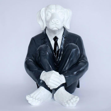 Hip Dog with a red/black tie (Fibreglass Sculpture)