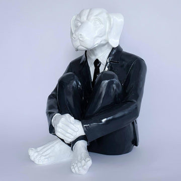 Hip Dog with a red/black tie (Fibreglass Sculpture)