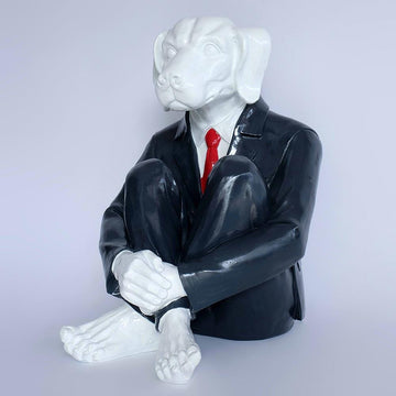 Hip Dog with a red/black tie (Fibreglass Sculpture)