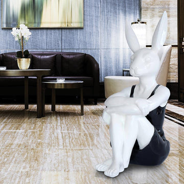 Hip Rabbit in a black/red dress (Fibreglass Sculpture)