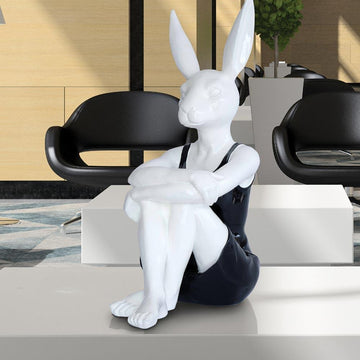 Hip Rabbit in a black/red dress (Fibreglass Sculpture)