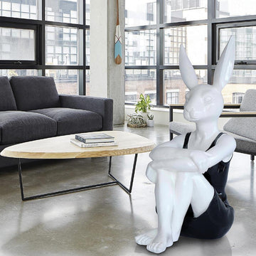 Hip Rabbit in a black/red dress (Fibreglass Sculpture)