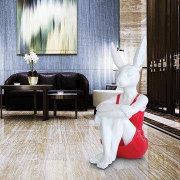 Hip Rabbit in a black/red dress (Fibreglass Sculpture)