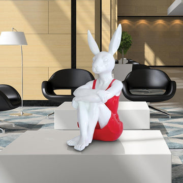 Hip Rabbit in a black/red dress (Fibreglass Sculpture)